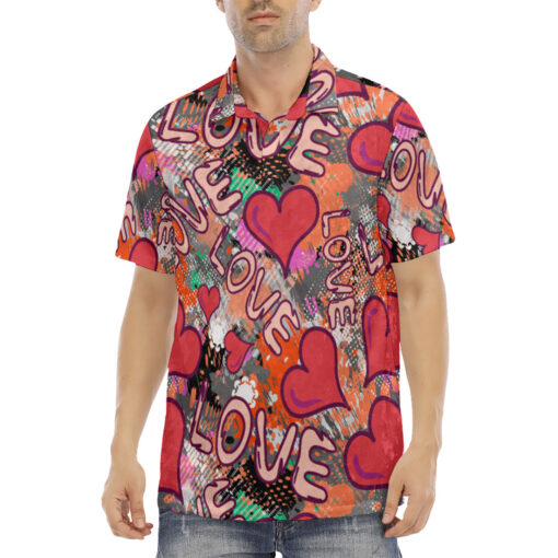 Grunge Love Graffiti Velvet Polo Shirt - Image 2