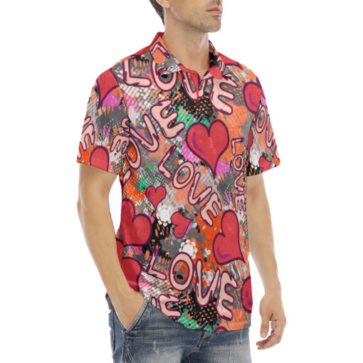 Grunge Love Graffiti Velvet Polo Shirt - Image 3