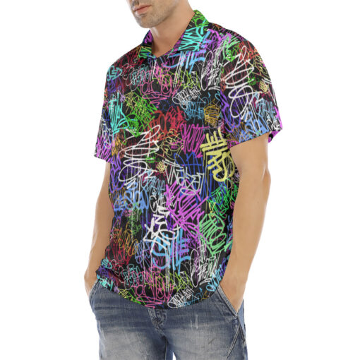 Colorful Graffiti Velvet Polo Shirt