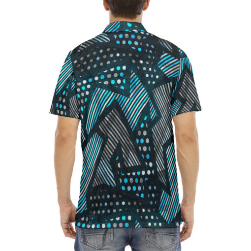 Abstract Cloth Geometric Velvet Polo Shirt - Image 4