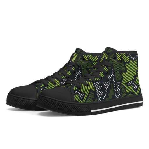 Green Geometric High-Top Canvas Shoes - Image 2