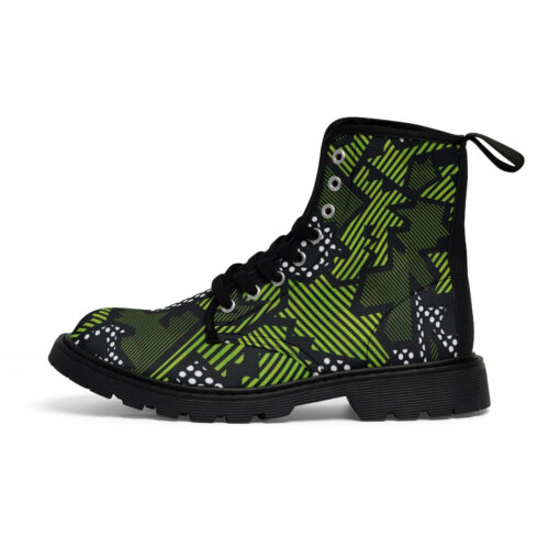 Green Geometric Canvas Boots - Image 2