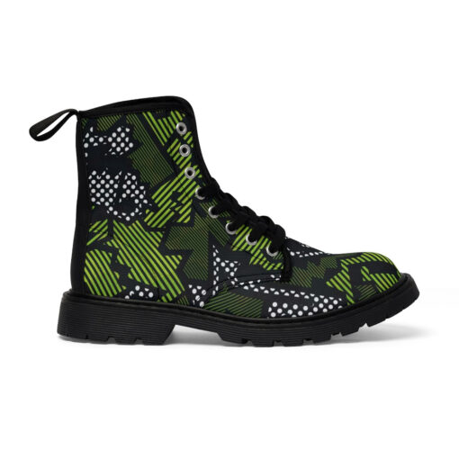 Green Geometric Canvas Boots - Image 3