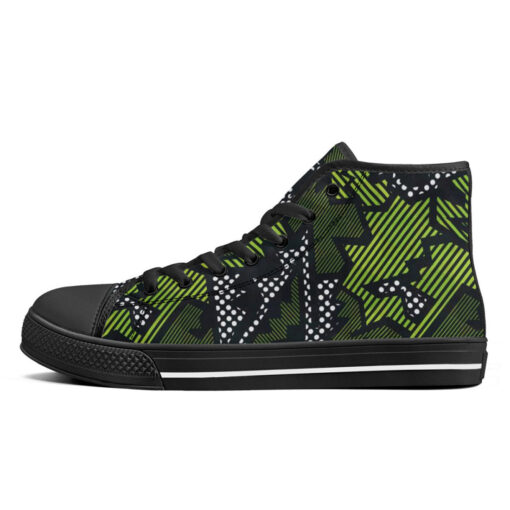 Green Geometric High-Top Canvas Shoes - Image 4