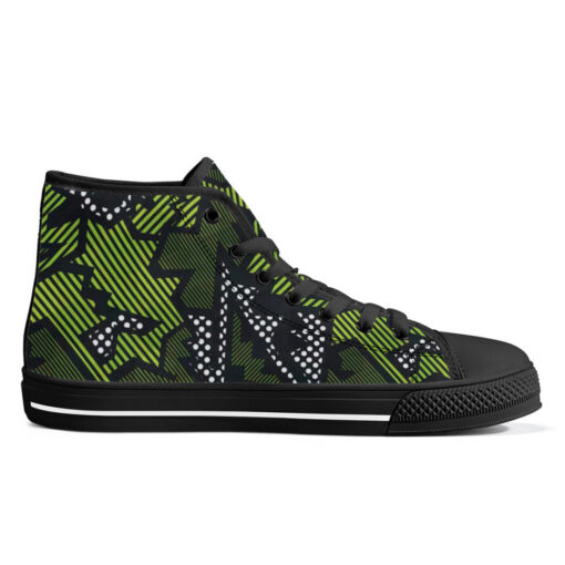 Green Geometric High-Top Canvas Shoes - Image 5