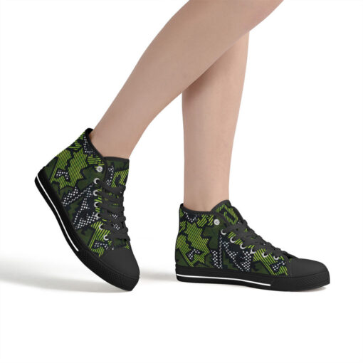 Green Geometric High-Top Canvas Shoes - Image 7