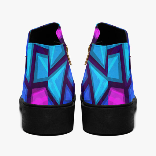 Purple Geometric Grunge Fashion Boots - Image 6