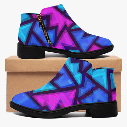 Purple Geometric Grunge Fashion Boots - Image 2