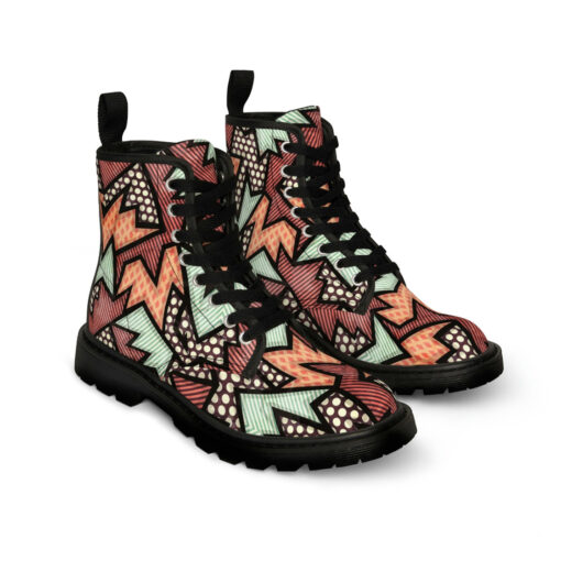 Cloth Geometric Grunge Canvas Boots