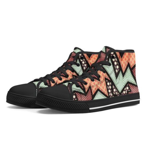 Cloth Geometric Grunge High-Top Canvas Shoes - Image 2