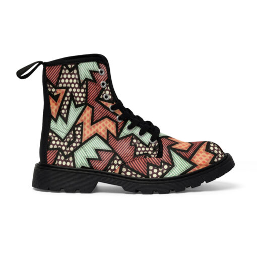 Cloth Geometric Grunge Canvas Boots - Image 3