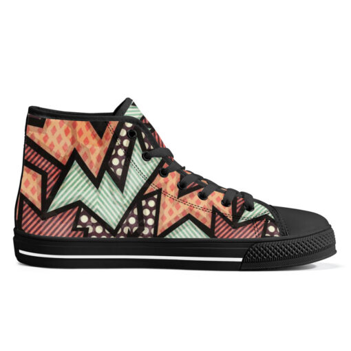 Cloth Geometric Grunge High-Top Canvas Shoes - Image 5