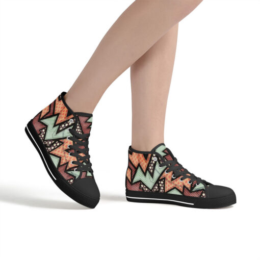 Cloth Geometric Grunge High-Top Canvas Shoes - Image 7