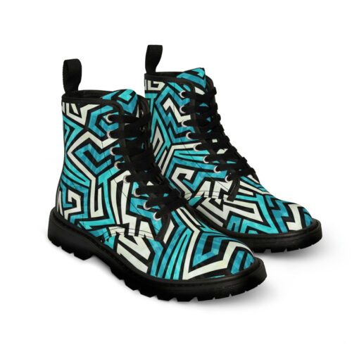 Blue Maze Grunge Effect Canvas Boots