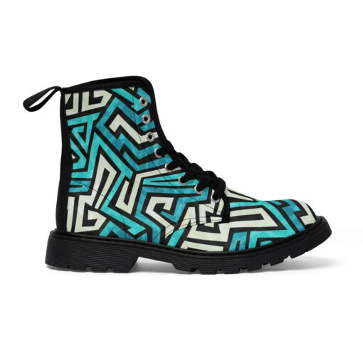 Blue Maze Grunge Effect Canvas Boots - Image 3