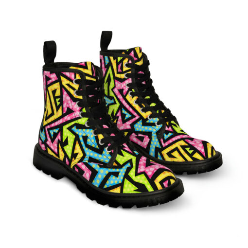 Colored Grunge Geometric Canvas Boots