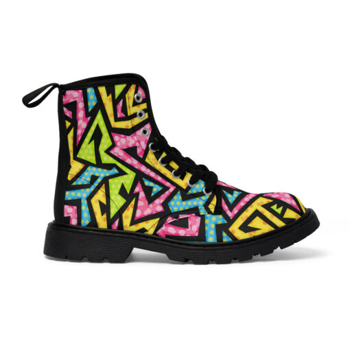 Colored Grunge Geometric Canvas Boots - Image 3