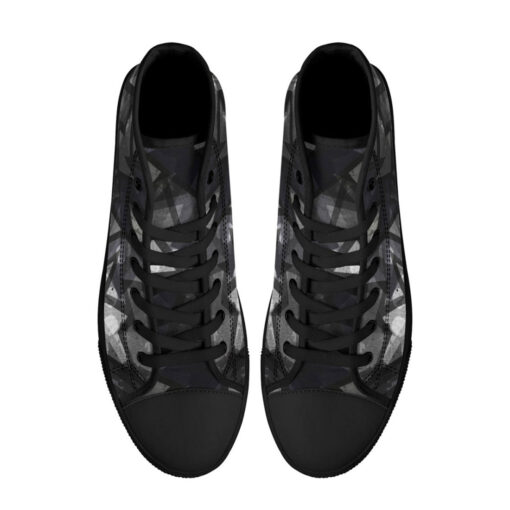 Black Grunge Effect High-Top Canvas Shoes - Image 3