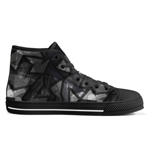 Black Grunge Effect High-Top Canvas Shoes - Image 5