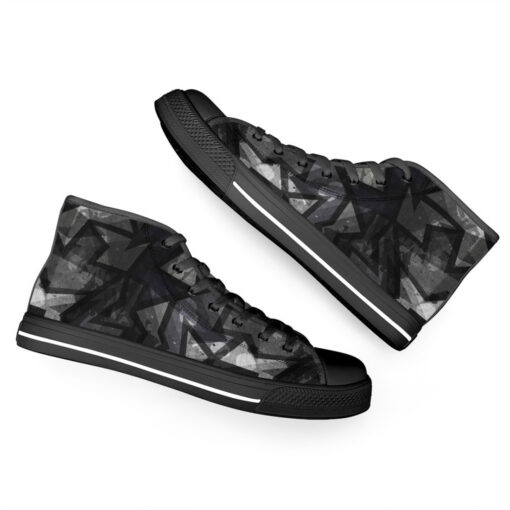 Black Grunge Effect High-Top Canvas Shoes - Image 6