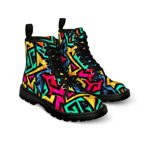 Bright Geometric Canvas Boots