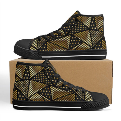 Gold Grunge Triangle High-Top Canvas Shoes