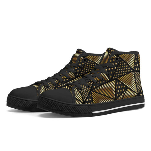 Gold Grunge Triangle High-Top Canvas Shoes - Image 2