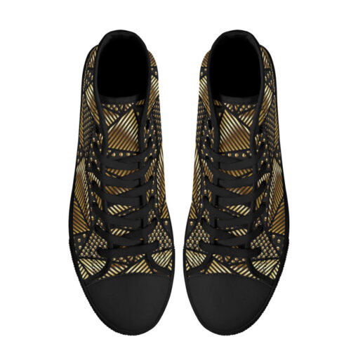 Gold Grunge Triangle High-Top Canvas Shoes - Image 3