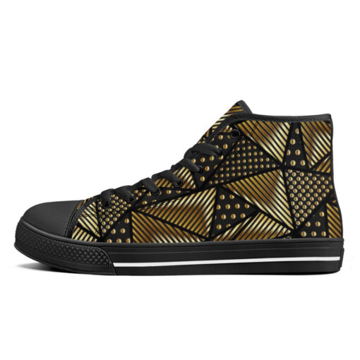 Gold Grunge Triangle High-Top Canvas Shoes - Image 4