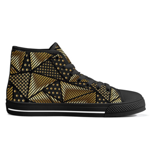 Gold Grunge Triangle High-Top Canvas Shoes - Image 5