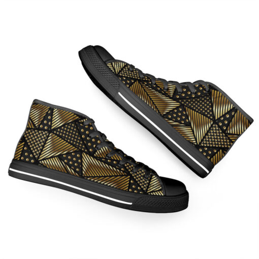 Gold Grunge Triangle High-Top Canvas Shoes - Image 6