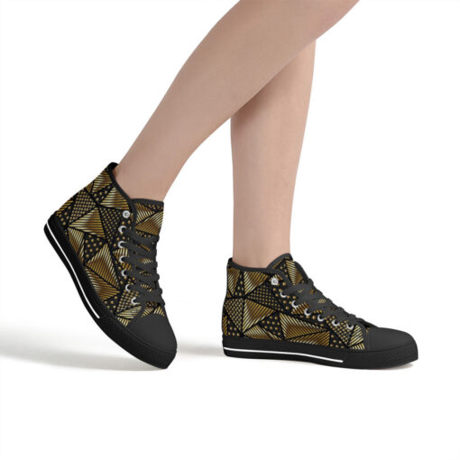 Gold Grunge Triangle High-Top Canvas Shoes - Image 7