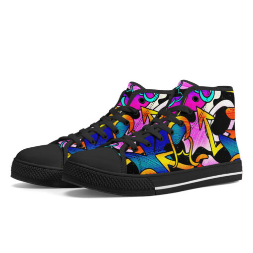 Graffiti Art High-Top Canvas Shoes - Image 2