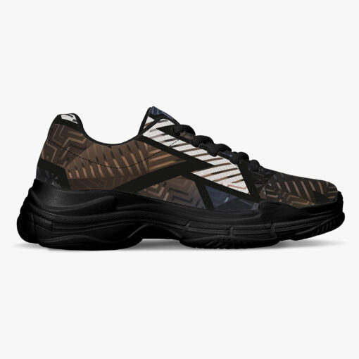 Retro Brown Geometric Running Shoes - Image 5