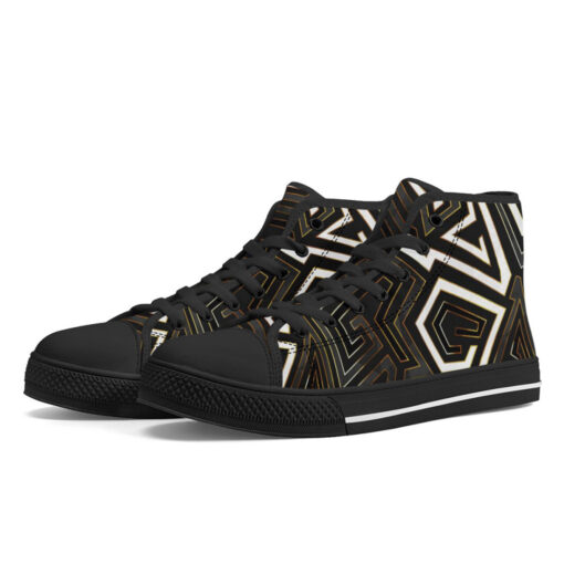 Retro Geometric Gold Frame High-Top Canvas Shoes - Image 2