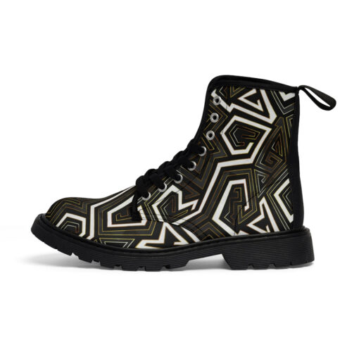 Retro Geometric Gold Frame Canvas Boots - Image 2