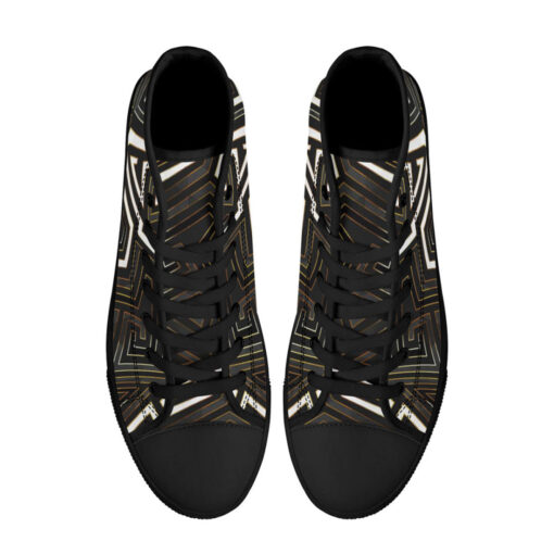 Retro Geometric Gold Frame High-Top Canvas Shoes - Image 3