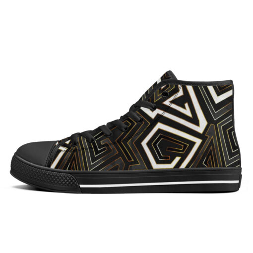 Retro Geometric Gold Frame High-Top Canvas Shoes - Image 4