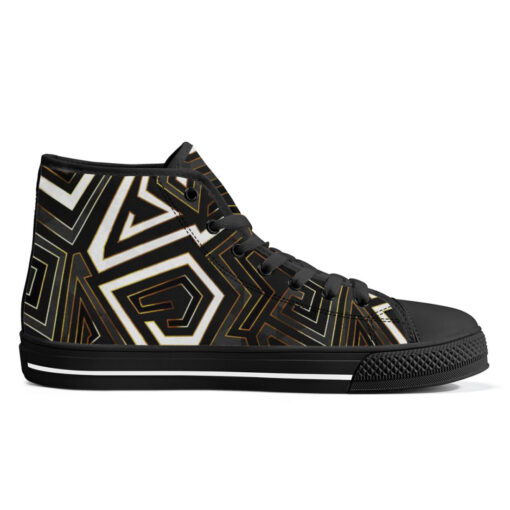 Retro Geometric Gold Frame High-Top Canvas Shoes - Image 5