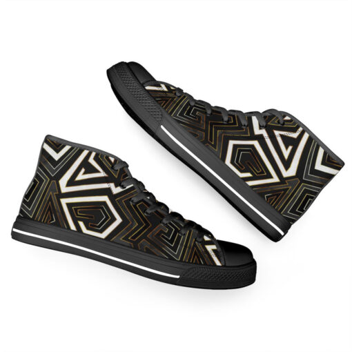 Retro Geometric Gold Frame High-Top Canvas Shoes - Image 6