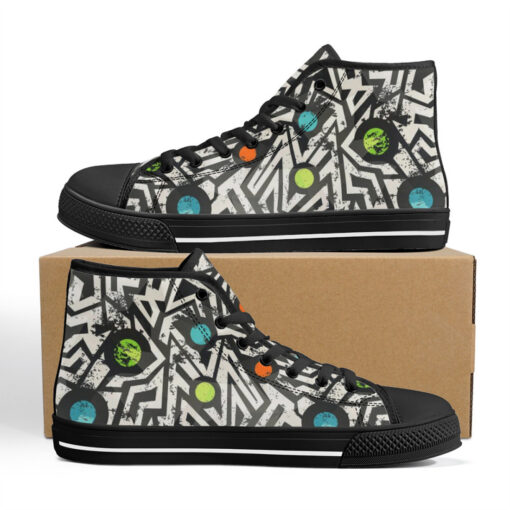 Modern Grunge Geometric High-Top Canvas Shoes