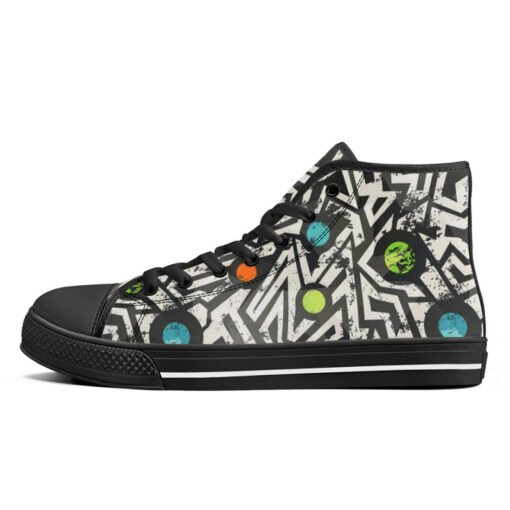 Modern Grunge Geometric High-Top Canvas Shoes - Image 4