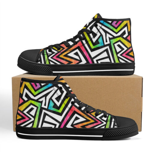 Graffiti Maze Grunge High-Top Canvas Shoes