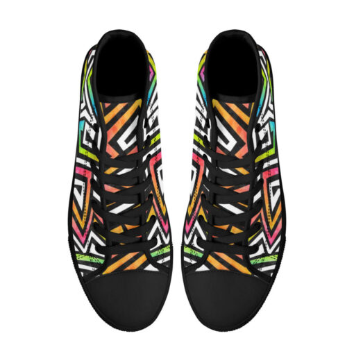 Graffiti Maze Grunge High-Top Canvas Shoes - Image 3