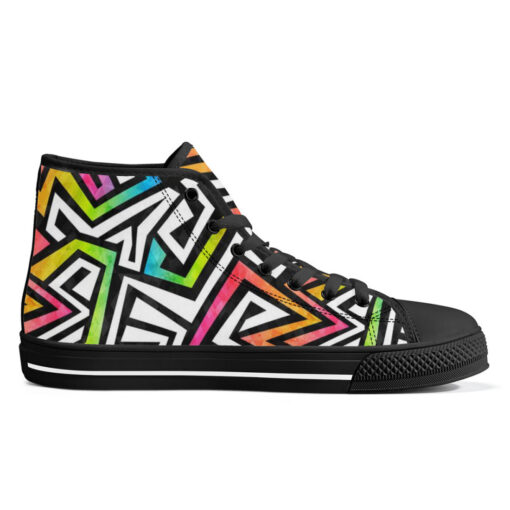 Graffiti Maze Grunge High-Top Canvas Shoes - Image 5