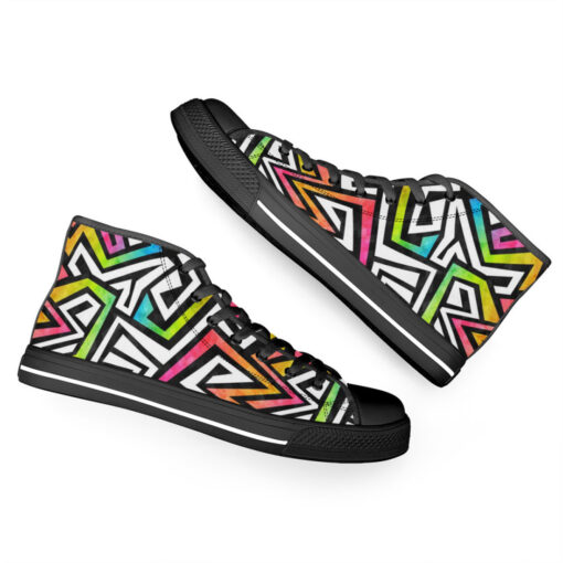 Graffiti Maze Grunge High-Top Canvas Shoes - Image 6