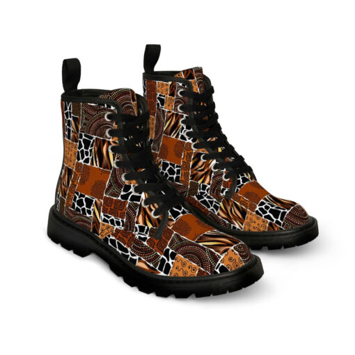 Ethnic African Boho Tribal Art Canvas Boots