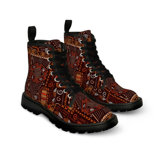 African Art Aboriginal Style Canvas Boots