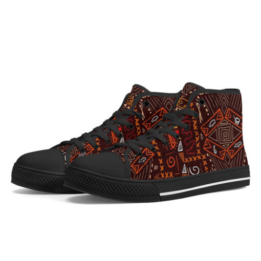 African Art Aboriginal Style High-Top Canvas Shoes - Image 2