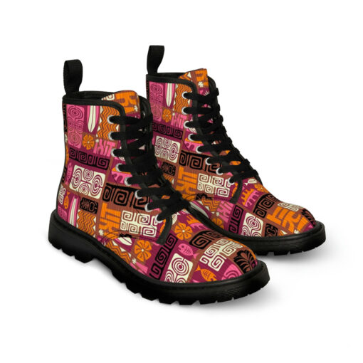 Exotic Tiki Scrapbook Canvas Boots